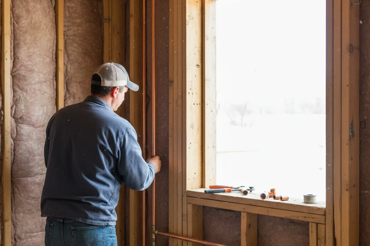 Licensed plumber running new copper supply lines in a Addison home
