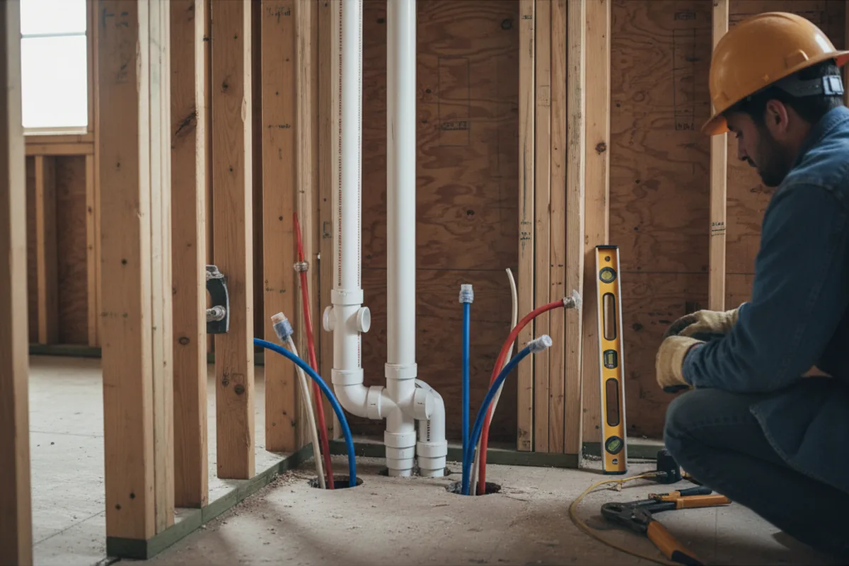 Drain and supply rough-in during Toilet Repair and Installation in Addison